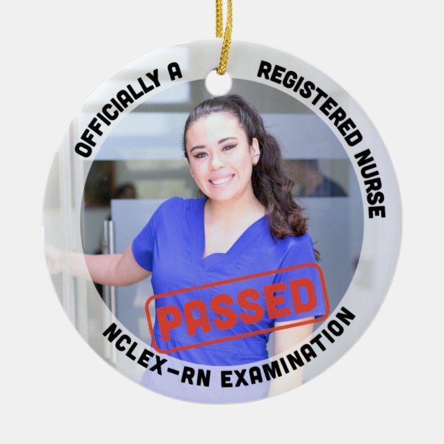 personalised photo passed nclex rn exam nurse gift ceramic ornament (Front)