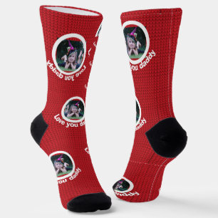 Personalised photo pattern gift for dad socks