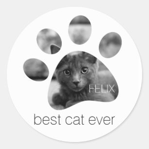 Personalised Photo Paw Print Classic Round Sticker