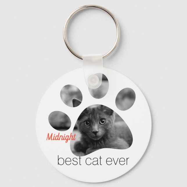 Personalised Photo Paw Print Key Ring (Front)