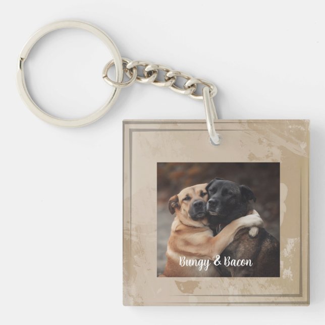 Personalised photo pet dog Lover Keychain (Front)