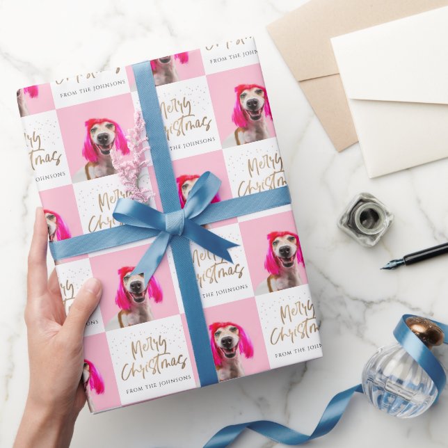 Personalised Photo Pet Dog Merry Christmas Wrapping Paper (Gifting)