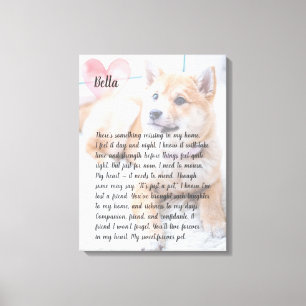 Personalised photo pet memorial poem canvas print