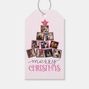 Personalised Photo Pink Christmas  Gift Tags