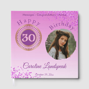 Personalised Photo Pink Glitter, 30th Birthday Guest Book