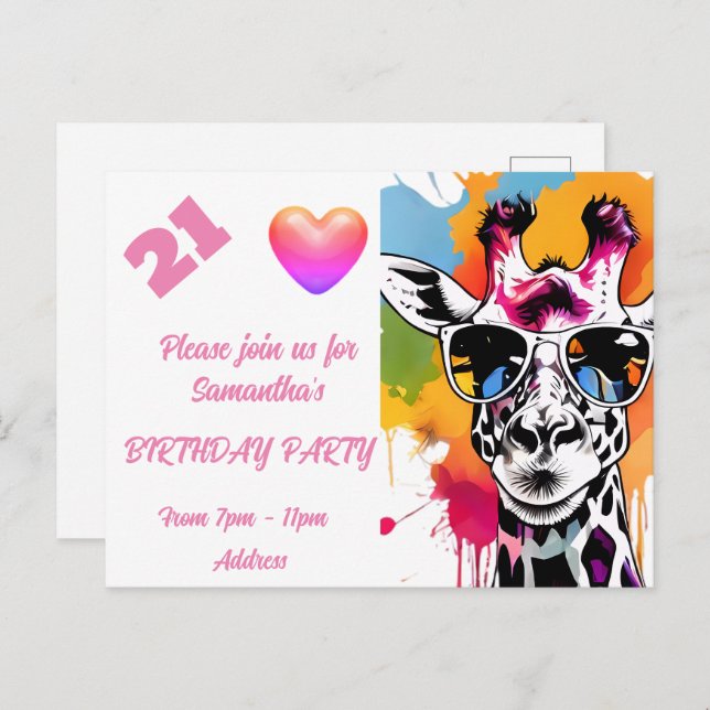 Personalised Photo Postcard Birthday Invitation (Front/Back)