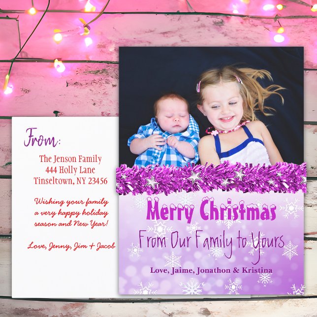 Personalised Photo Purple Candy Cane Christmas Holiday Postcard (Creator Uploaded)