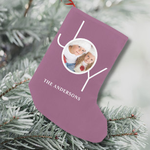 Personalised Photo Purple Christmas Small Christmas Stocking