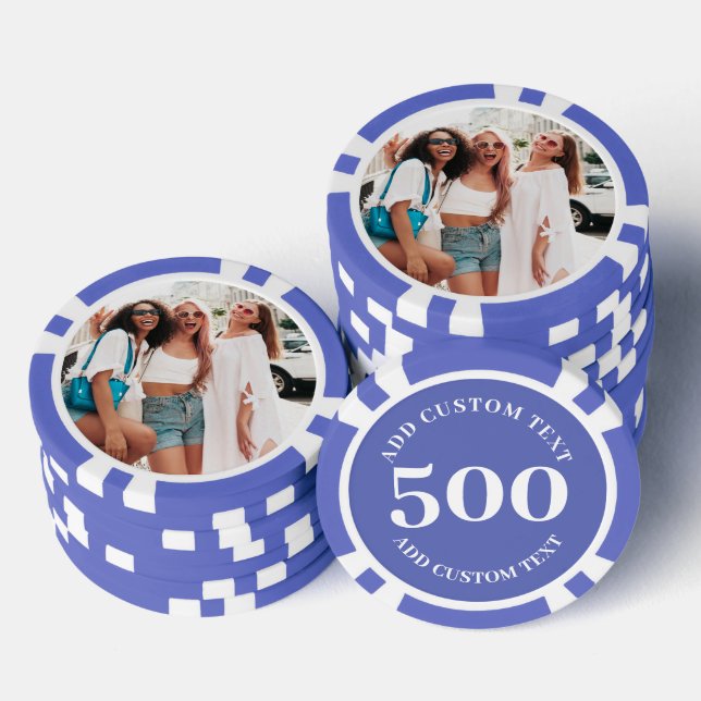 Personalised Photo Purple Numbered 500 Value Game Poker Chips (Stack)