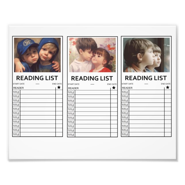 Personalised Photo Reading List Bookmark Print (Front)