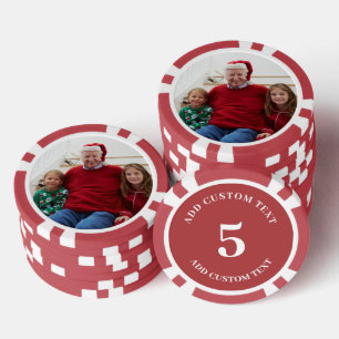Personalised Photo Red Numbered 5 Game Poker Chips