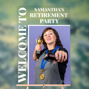 Personalised Photo Retirement Party Welcome Acrylic Sign