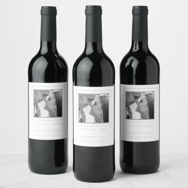 Personalised Photo Sage Green Wine Label (Bottles)