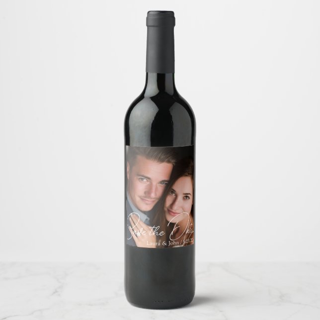 Personalised Photo Save The Date Beverage Labels (Front)