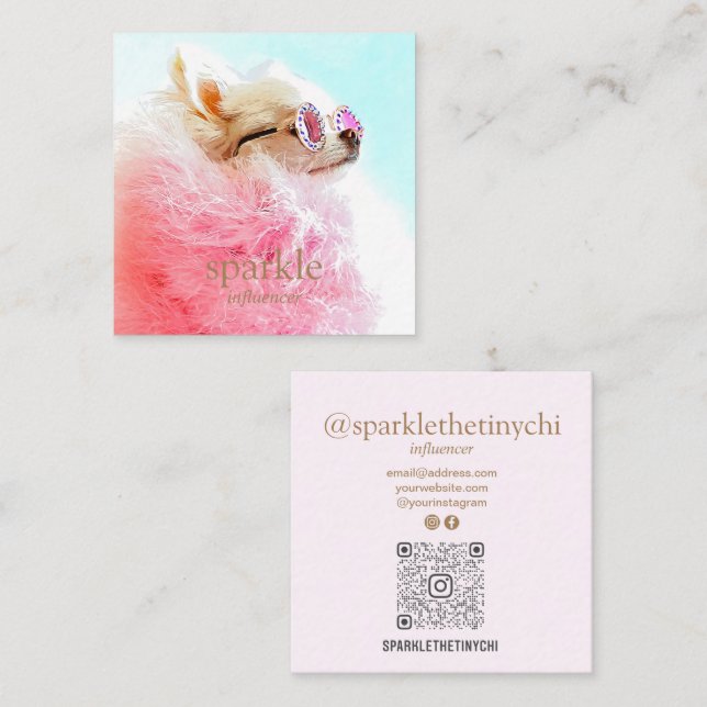 Personalised Photo Scannable QR Code Square Business Card (Front/Back)