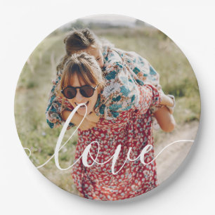 Personalised Photo Script Love Paper Plate
