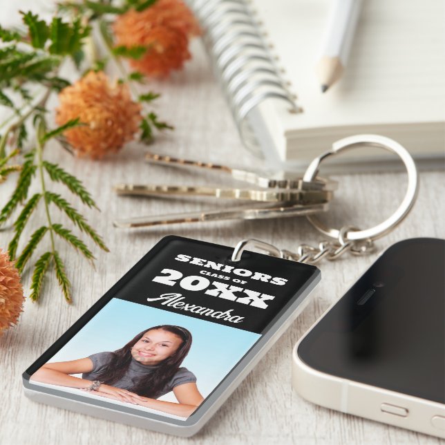 Personalised Photo Senior Class Graduation Key Ring (Front Right)