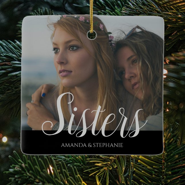 Personalised Photo Sisters Christmas tree Ceramic Ornament (Creator Uploaded)