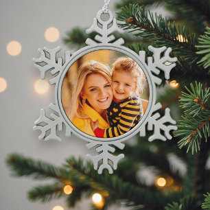Personalised Photo Snowflake Christmas Keepsake Snowflake Pewter Christmas Ornament