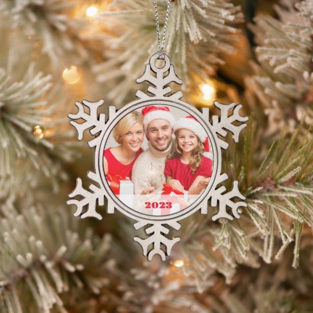 Personalised Photo Snowflake Framed Ornament (Tree)