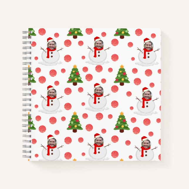 Personalised photo snowman christmas guestbook notebook (Front)