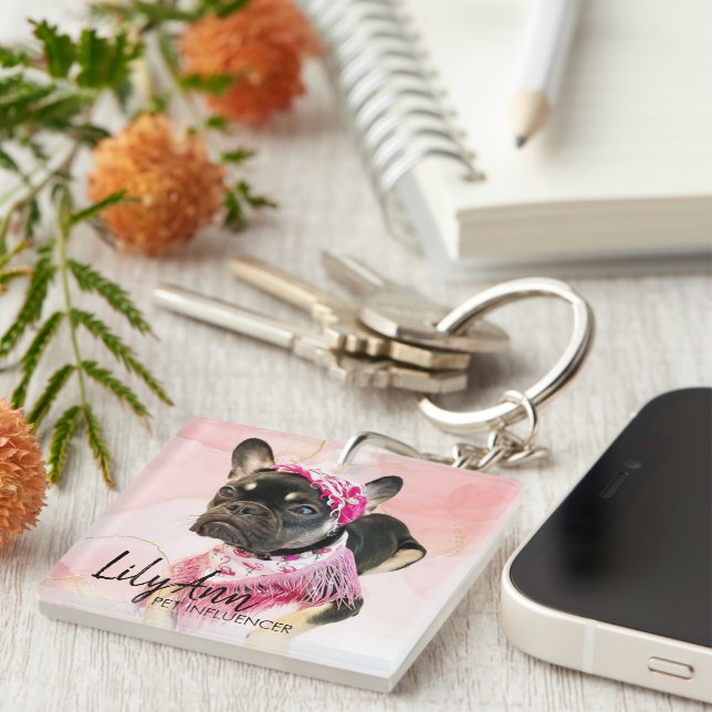 Personalised Photo Social Media QR Code | Lily Ann Key Ring (Front Right)