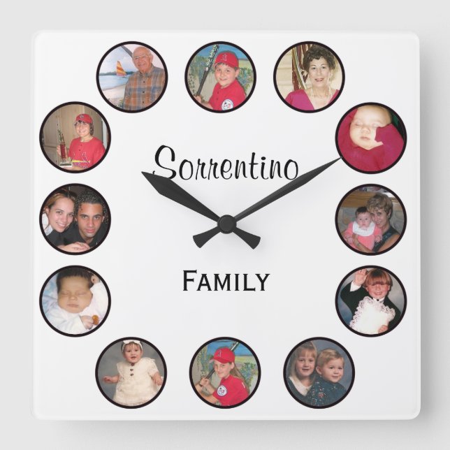 Personalised Photo Square Wall Clock (Front)