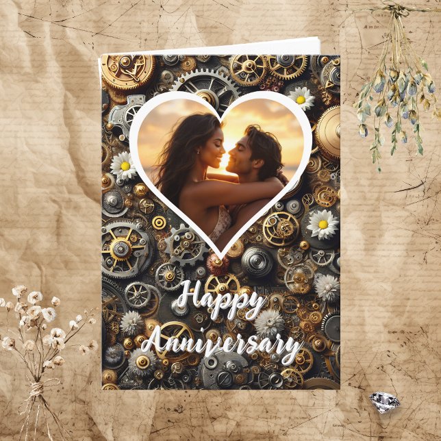 Personalised Photo Steampunk Happy Anniversary Card (Creator Uploaded)