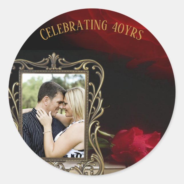 Personalised PHOTO Stickers - Ruby Love ROSE Theme (Front)