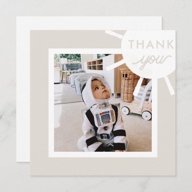 Personalised Photo Sun Kids Birthday Thank You Card (Front/Back)