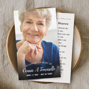 Personalised Photo Sympathy Funeral Memorial Card