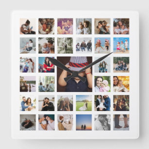Personalised Photo Template Collage Square Wall Clock