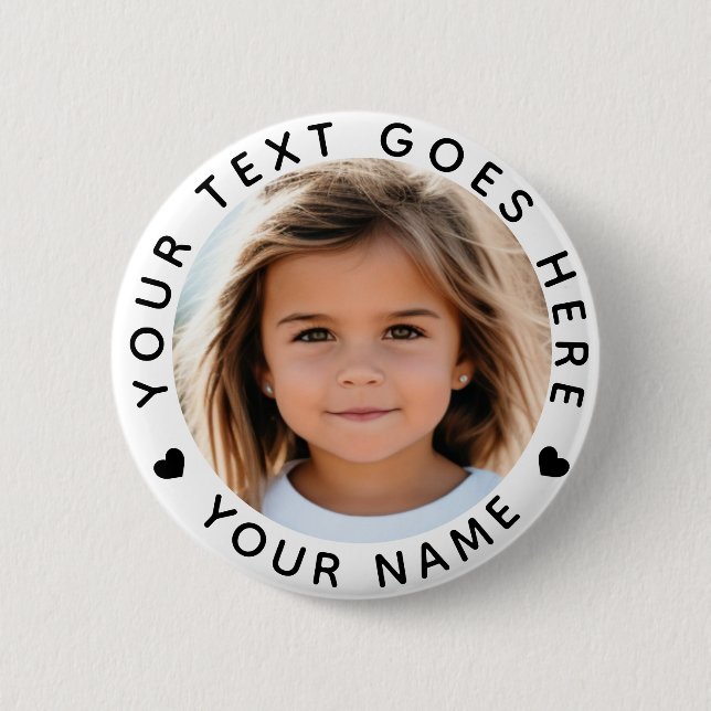 Personalised Photo Text and Name  6 Cm Round Badge (Front)