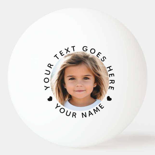 Personalised Photo Text and Name  Ping Pong Ball (Front)
