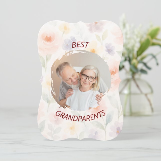 Personalised Photo & Text Card | Best Grandparents (Standing Front)