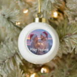 Personalised Photo & Text Christmas 2025 Custom Ceramic Ball Christmas Ornament<br><div class="desc">Personalised Christmas Ornaments Custom Photo & Text 2025 Christmas Tree Ornament Ideal for Xmas Decorations Baby Showers,  Weddings Birthdays Gifts for Mum Dad Kids Pets Friends</div>