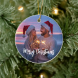 Personalised Photo & Text Christmas 2025 Custom Ceramic Ornament<br><div class="desc">Personalised Christmas Ornaments Custom Photo & Text 2025 Christmas Tree Ornament Ideal for Xmas Decorations Baby Showers,  Weddings Birthdays Gifts for Mum Dad Kids Pets Friends</div>