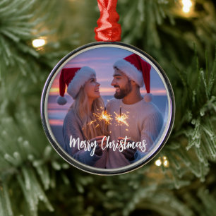 Personalised Photo & Text Christmas 2025 Custom Metal Ornament