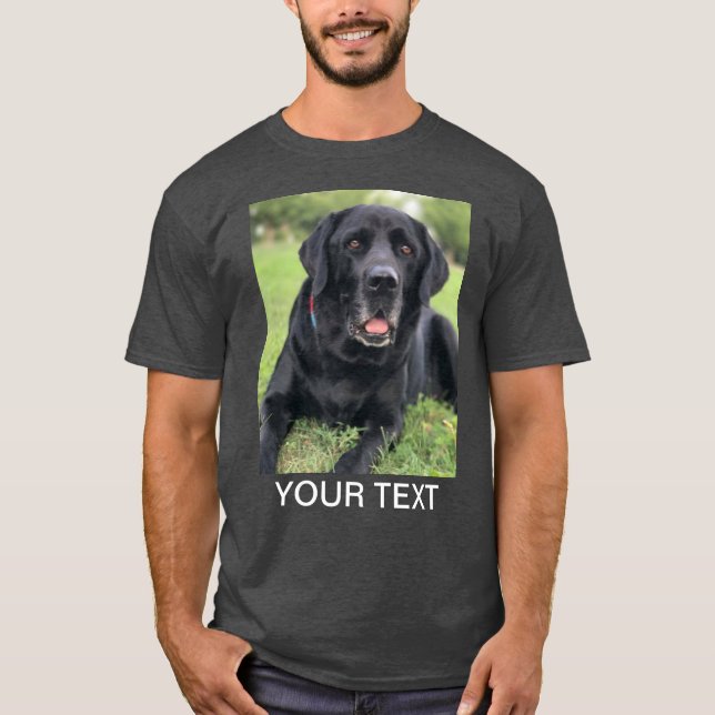 Personalised Photo Text Pet Dog Grey T-Shirt (Front)