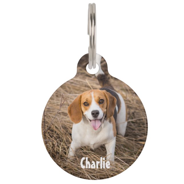 Personalised Photo & Text Round Pet Tag (Front)
