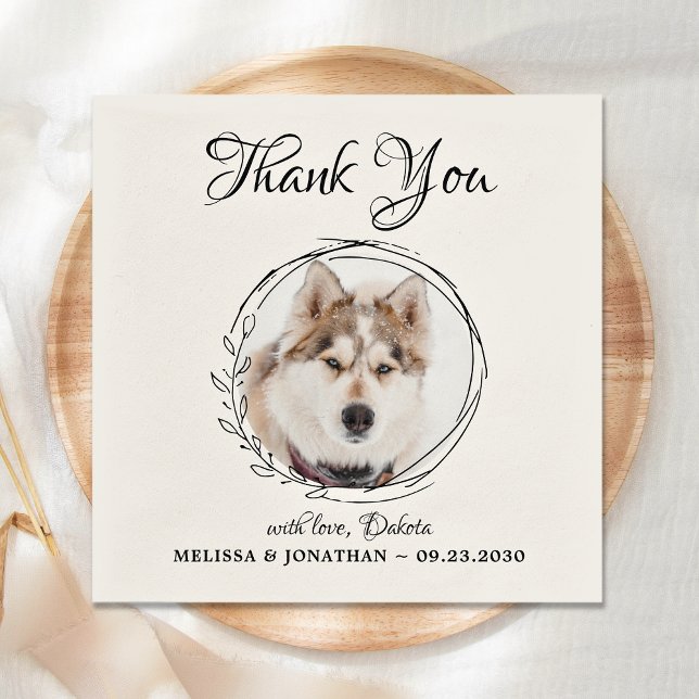 Personalised Photo Thank You Pet Dog Wedding Napkin (Creator Uploaded)