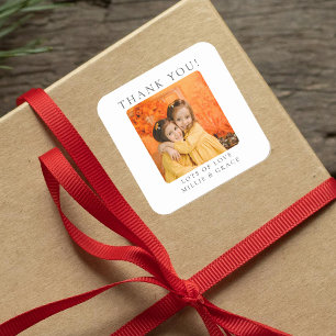 Personalised Photo Thank You Square Sticker