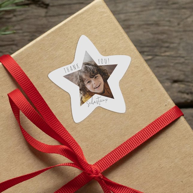 Personalised Photo Thank You Star Sticker (Creator Uploaded)
