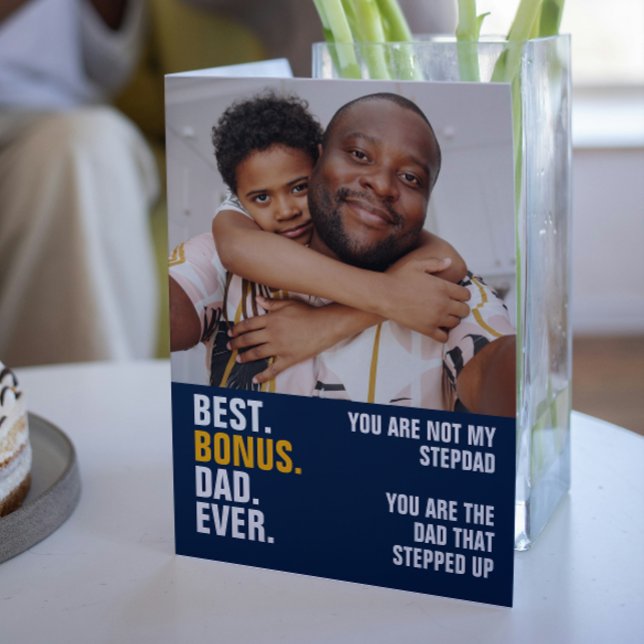 Personalised Photo The Dad That Stepped Up Card (Personalized Photo The Dad That Stepped Up Card from Ricaso. Best Bonus Dad Ever. Add own photograph)