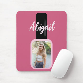 Personalised Photo Trendy Modern Pink Nail Polish Mouse Pad