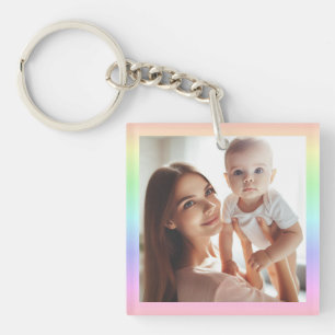 Personalised Photo Two-Sided Rainbow Colourful Fun Key Ring
