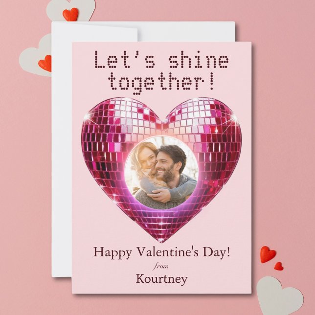 Personalised Photo Valentine's Day Disco Heart  Holiday Card (Personalized Photo Valentine's Day Disco Heart Holiday Card)
