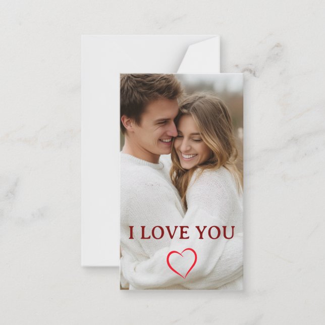 Personalised Photo Valentine's Day Flat Note Card (Front)