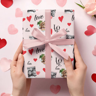 Personalised Photo Valentine's Pink & Red Wrapping Paper