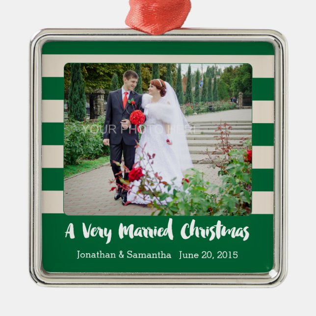 Personalised Photo Very Married Christmas Metal Tree Decoration (Front)